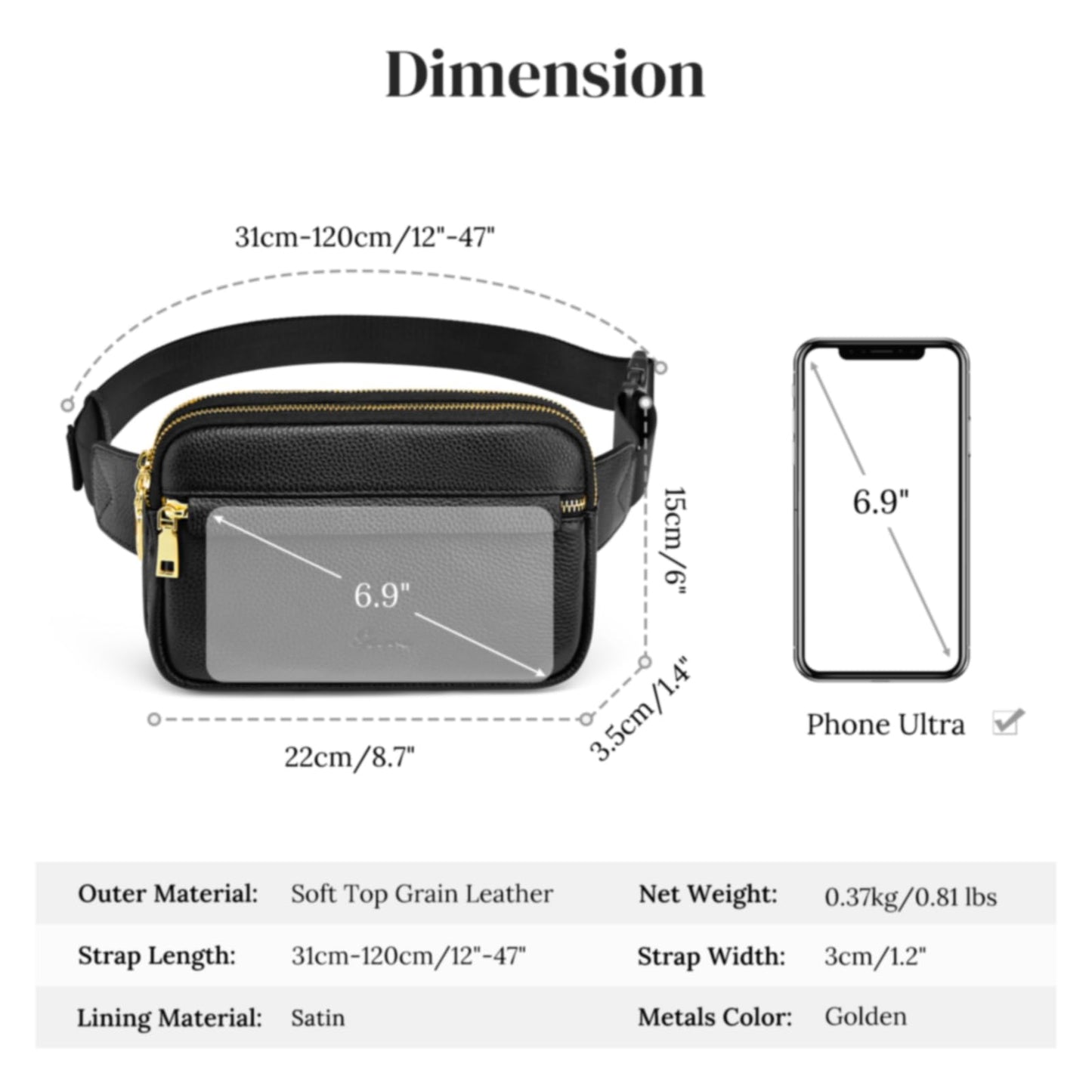 S-ZONE Fanny Packs for Women Genuine Leather RFID Blocking Crossbody Bags Purses Sling Waist Chest Bag Gifts Travel Running Adjustable Strap Men