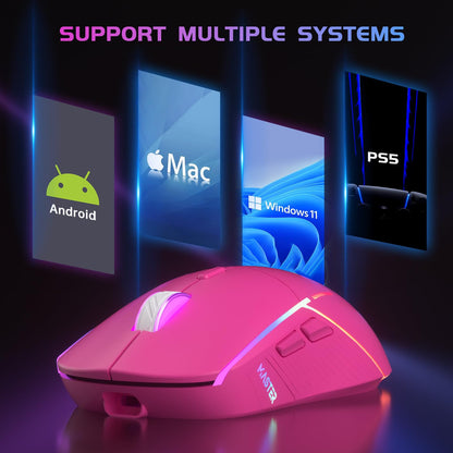 FFJ Wireless Gaming Mouse, 24000 DPI, Tri-Mode 2.4G/USB-C/Bluetooth 5.3 Gaming Mouse Wireless, RGB Programmable Mouse Gamer, 75Hrs Battery Life, Rechargeable Gaming Mice for PC, Mac, PS5, Xbox - Black