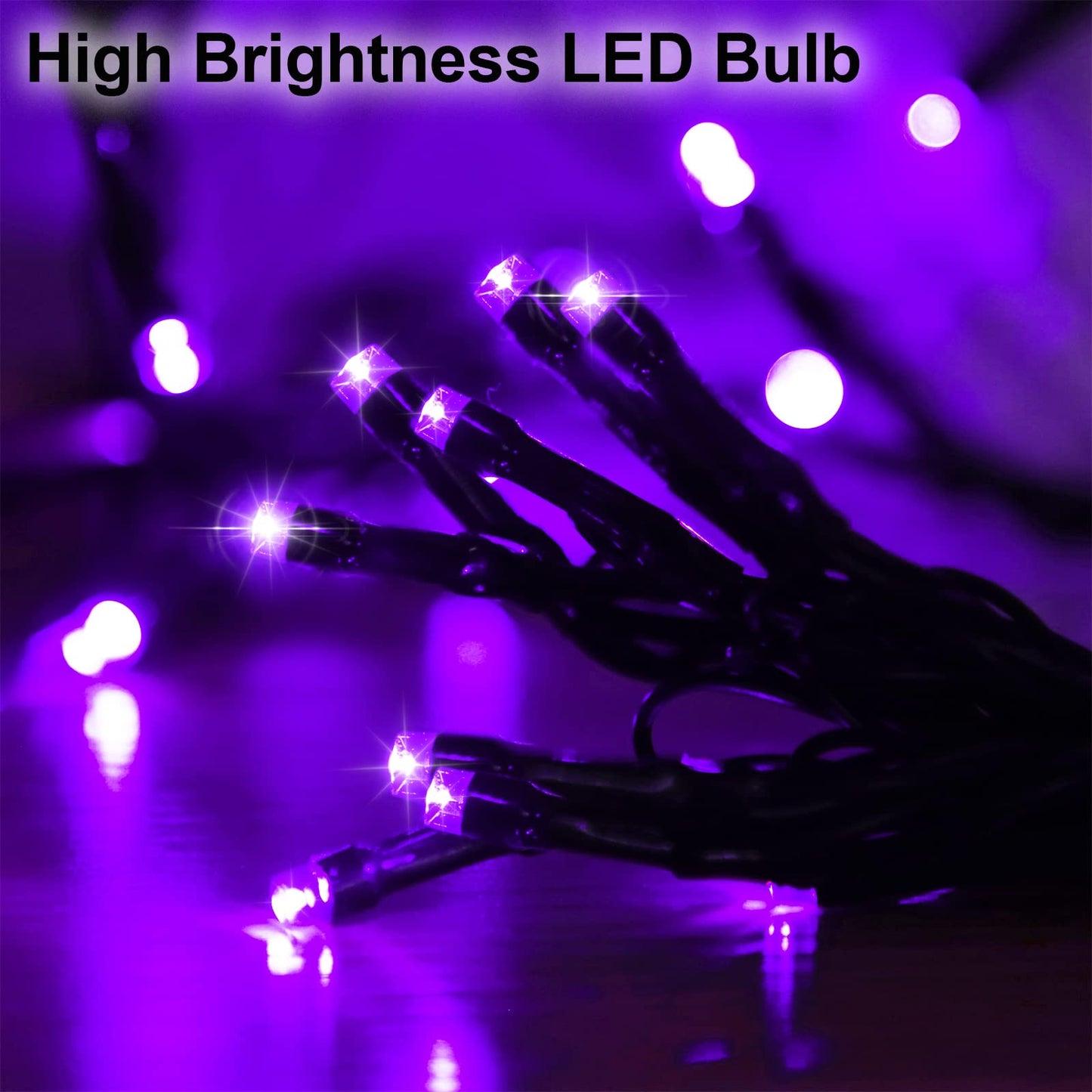 Solar String Lights for Outside, Purple Halloween Lights Outdoor Waterproof 2Pack Total 144ft 400 LED 8 Modes with Timer, IP44 Twinkle Lights for Party, Patio, Garden, Decor