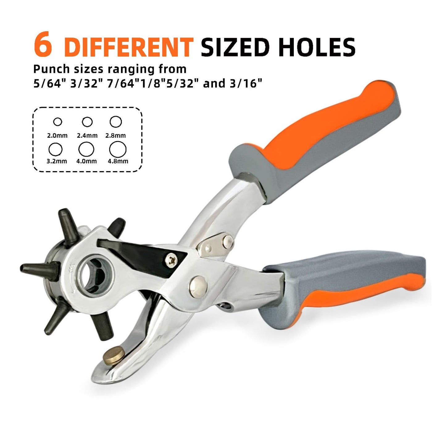 Leather Hole Punch, BILLION GOLD Heavy-Duty Belt Hole Puncher, Multi Sizes Hole Punch Tool for Leather, Belt, Watch Straps, Saddle, Cards