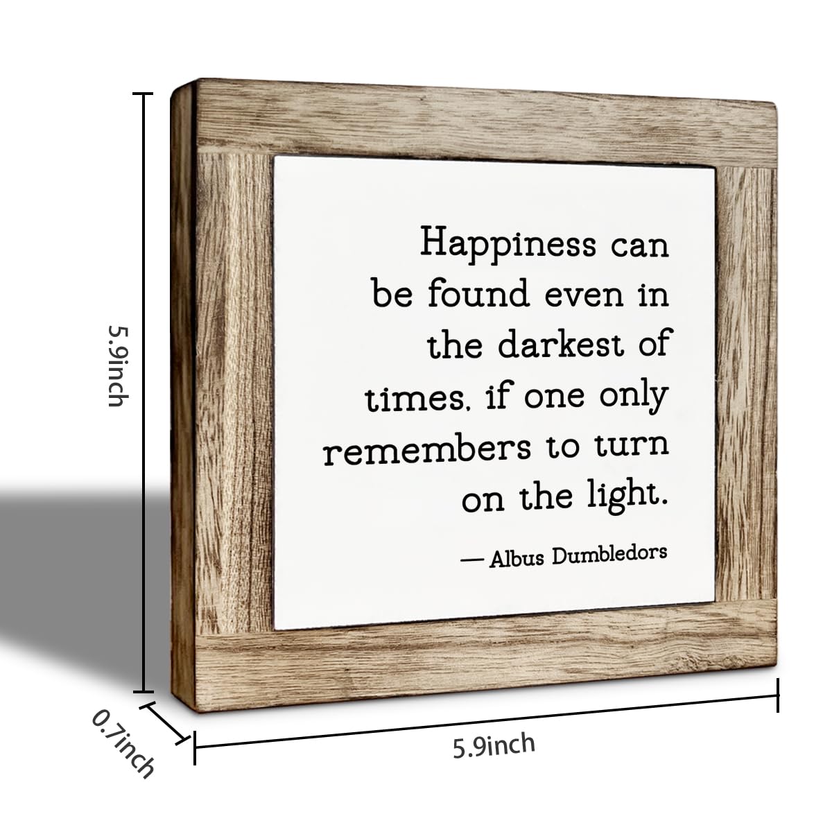Motivational Wooden Block Sign, Happiness Can Be Found Even In The Darkest Of Times Decor for Home Office Desk Accessories, Inspirational Gift for Friends Coworkers, 5.9x5.9 Inch