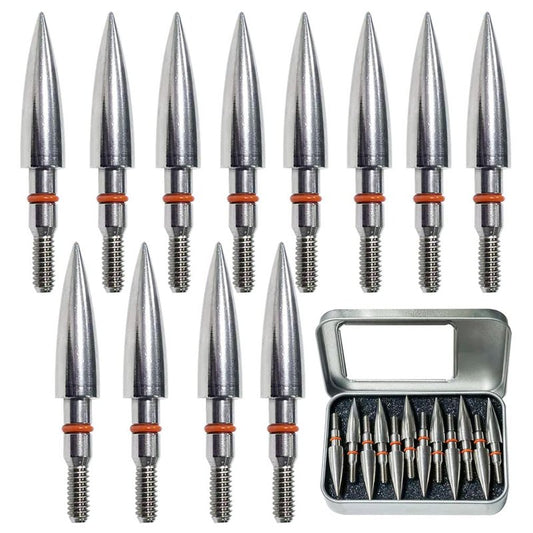 Archery Target Points 125 Grains Archery Field Points arrowheads,5/16″ Stainless Steel Screw in Archery Field Tips and Broadheads (1 Dozen 12 PCS)