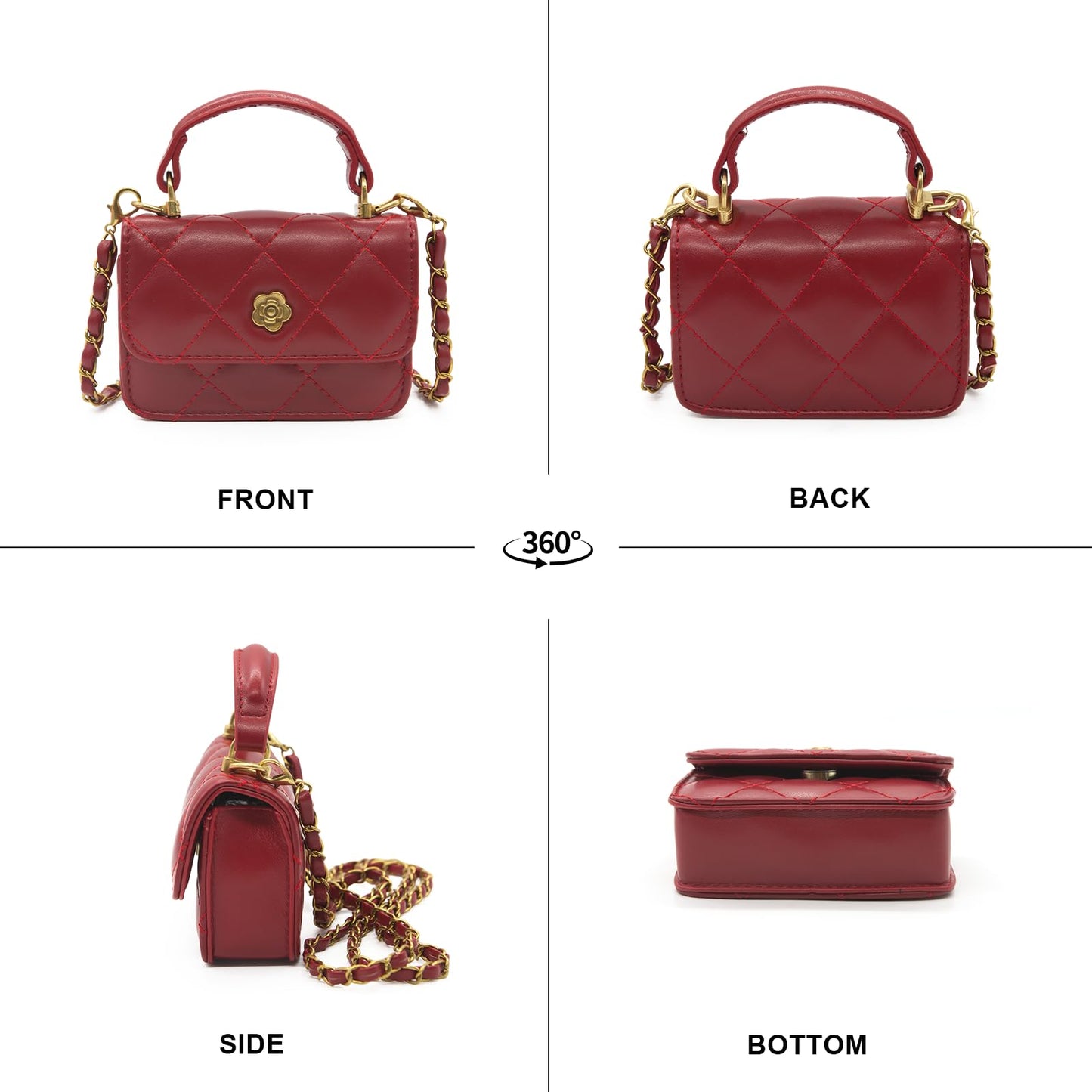 YAMEIZE Mini PU Leather Chain Belt Purse for Women Quilted Waist Tote Bag Crossbody Fanny Pack Detachable Belt Chain