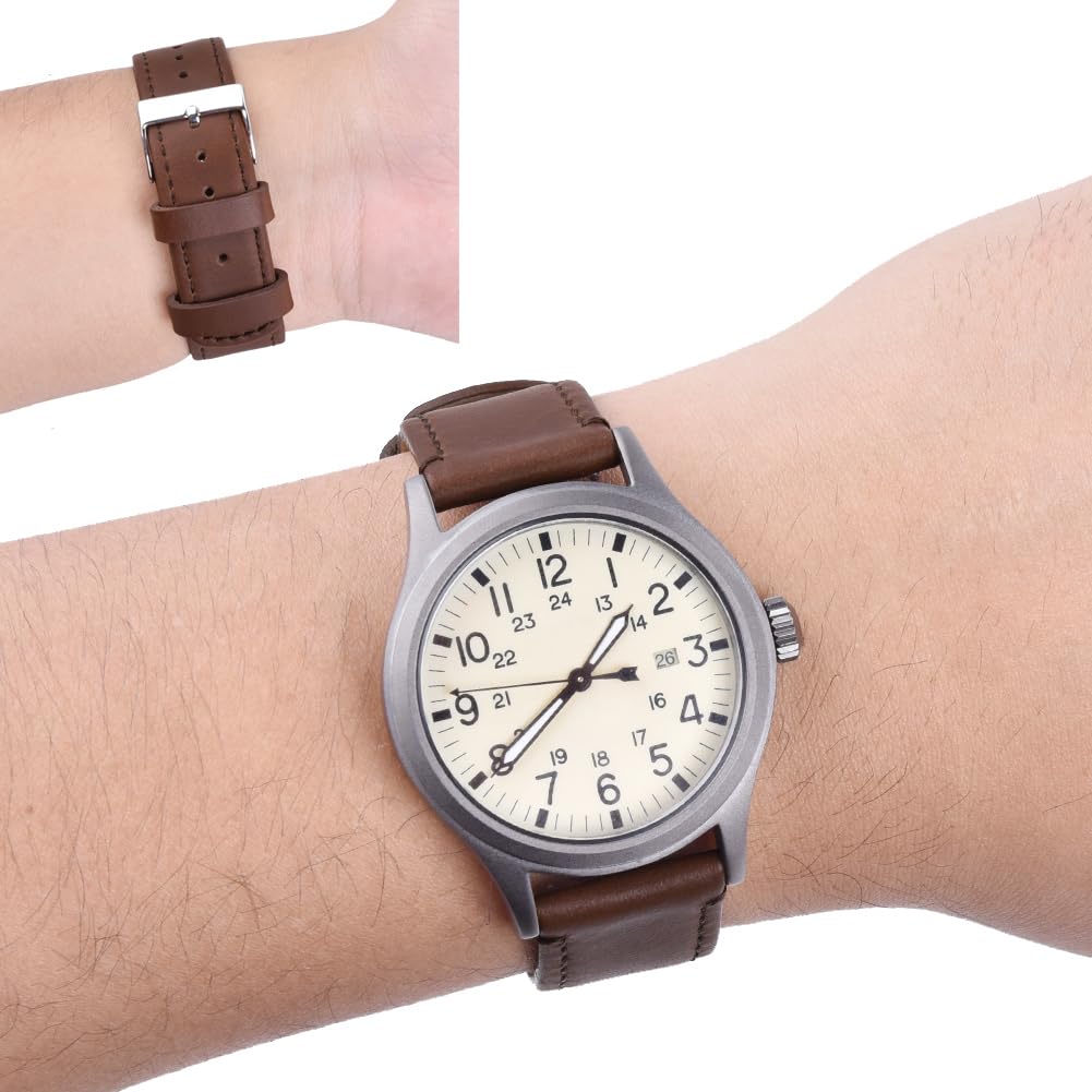 Ritche Leather Watch Strap with Quick Release Pins, 20mm Replacement Watch Band for Men and Women, Fits Smartwatches & Traditional Watches
