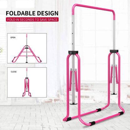 Tepemccu Expandable Gymnastics Bars, Adjustable Height Gymnastic Horizontal Bars, Children Folding Training Bar for Kids