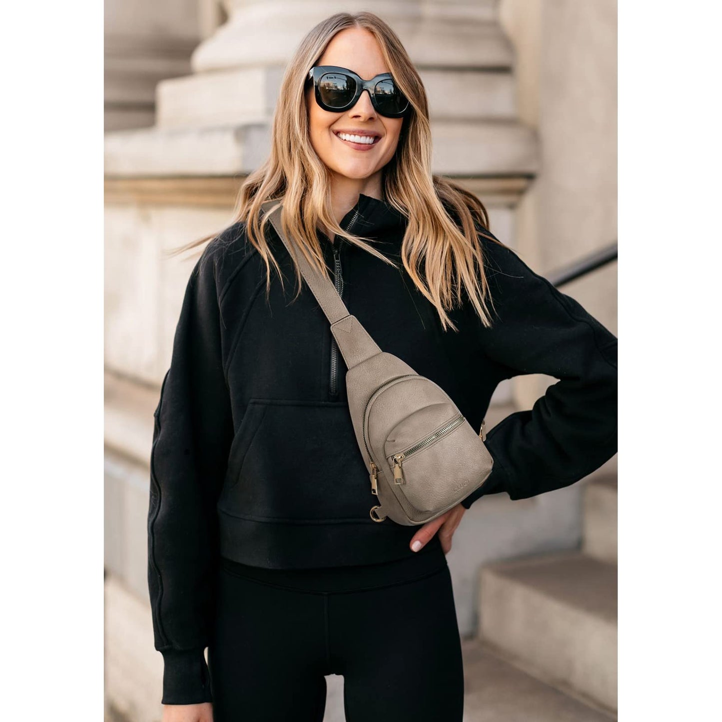 CLUCI Small Sling Bag for Women, Leather Crossbody Fanny Packs Trendy, Women's Chest Bag