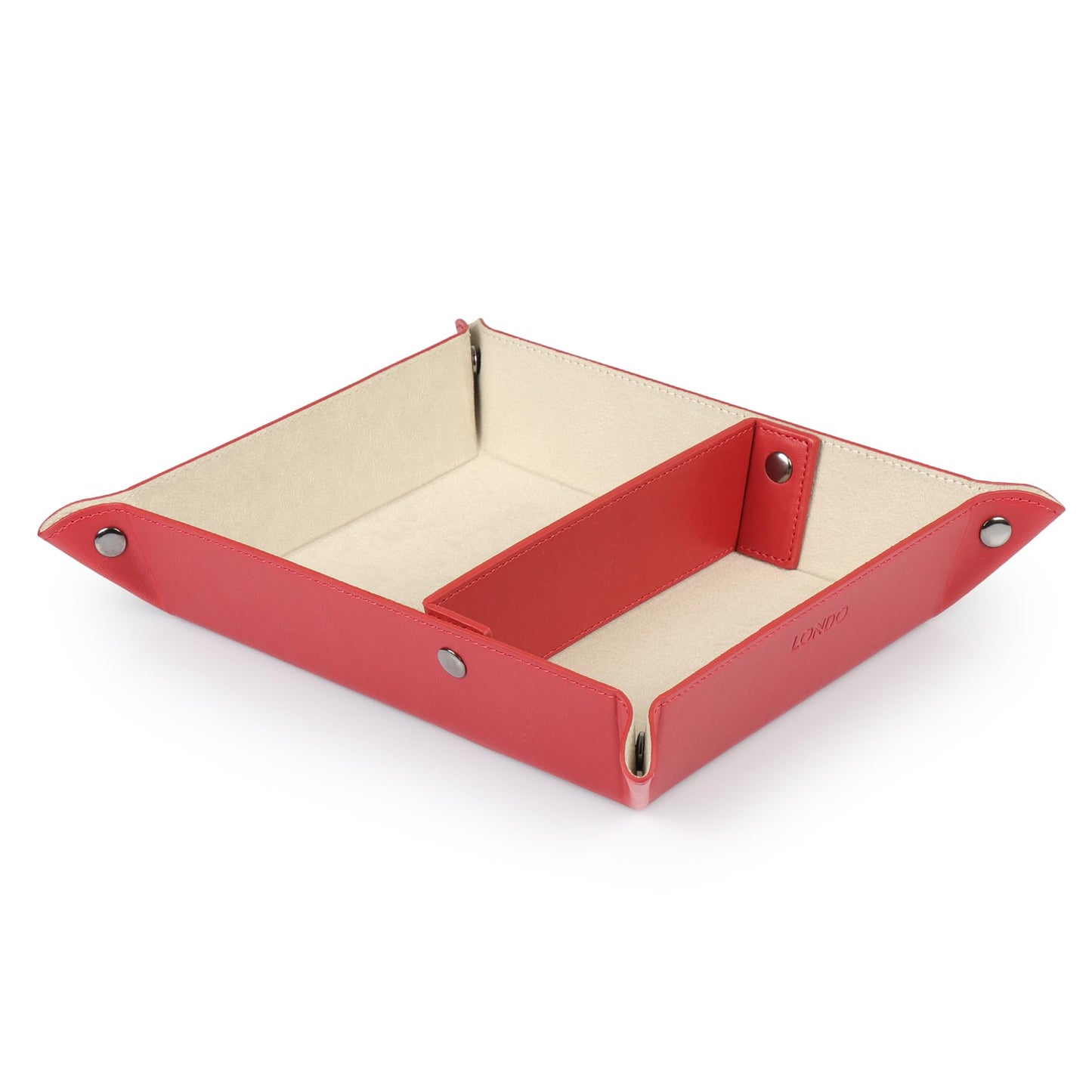Londo Leather Tray Organizer - Practical Lightweight Water Resistant Computer Table Desk Storage Box for Wallets, Watches, Keys, Coins, Cell Phones and Office Equipment