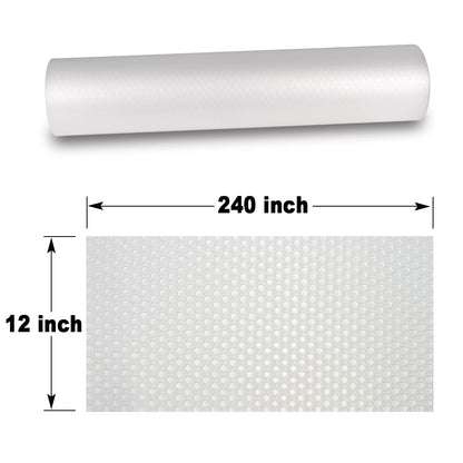 Aecoyke Shelf Liner, Cabinet Liner, Non Adhesive Kitchen Plastic Drawer Liner, Non Slip Shelf Liners for Kitchen Cabinets, Pantry, Shelves, Under Sink, Clear Refrigerator Liners (Clear, 12 x 240 inch)