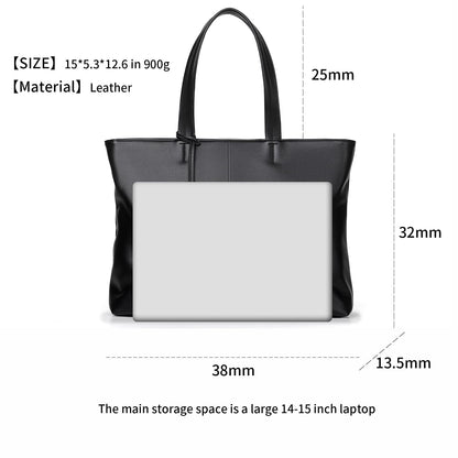FSD.WG Men's Tote Bag,Business Bag, Leather Briefcase,Elegant Leather（PU）,Large Capacity,Black
