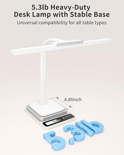 LED Desk Lamps for Home Office with Base, 24W Brightness Touch Control Desk Light, Adjustable Gooseneck Tall Office Lights for Drawing,Reading,Crafts,Gaming,Workbench,Architect,Study, White
