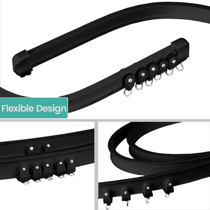 Room Divider Curtains Flexible Ceiling Tracks set Curtain track Ceiling Mount Blackout Curtain for Living Room Bedroom Ceiling Curtain Rod Privacy Dividers Panels W100 x H84 Black Drape & Black rail