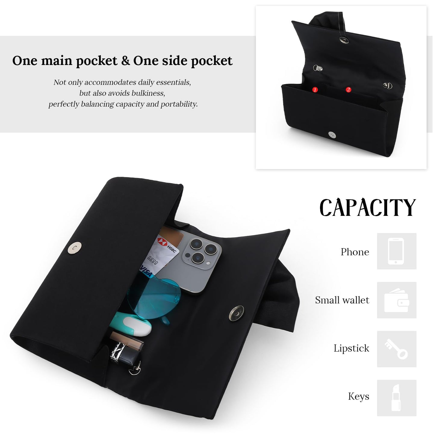 Fecialy Satin Clutch Purses for Women Bow Flap Evening Bag Formal Elegant Handbags for Bridal Wedding Party