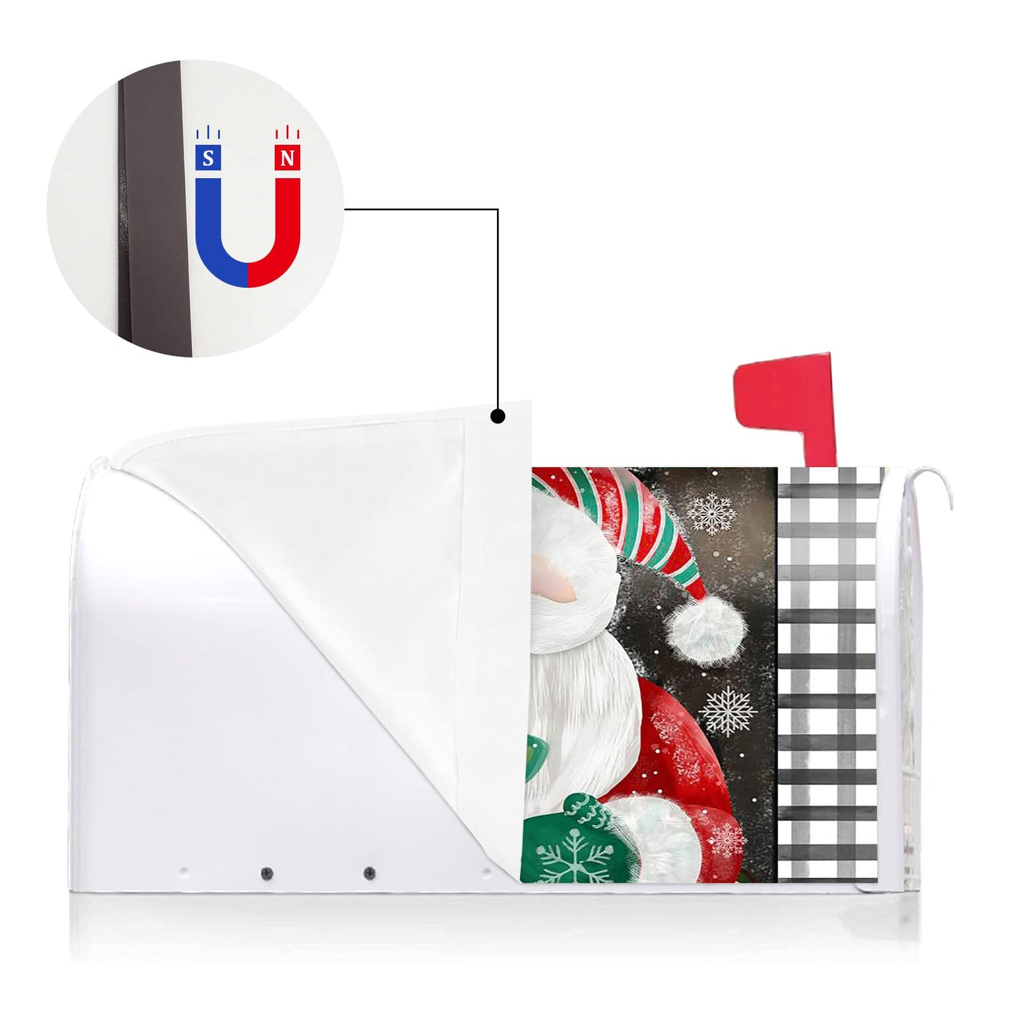 Texupday Christmas Santa Claus Decoration Mailbox Cover with Magnetic Strip Winter Christmas Tree Mailbox Wraps Post Letter Box Cover Standard Size 21" X 18" for Garden Outdoor Yard Decor