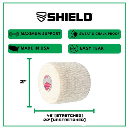 Shield PRO-Stretch Premium Elastic Athletic Tape - 2 Inch 24 Roll Case - Elastic Sports Tape for Training Support Tape for Teams Clinics and Athletic Trainers (540 Total Stretch feet) (White)
