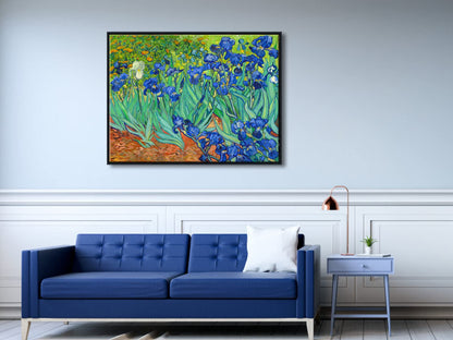 Wieco Art Irises Modern Stretched and Framed Floral Giclee Canvas Print By Van Gogh Famous Flowers Oil Paintings Reproduction Artwork Pictures on Canvas Wall Art for Bedroom Home Decorations