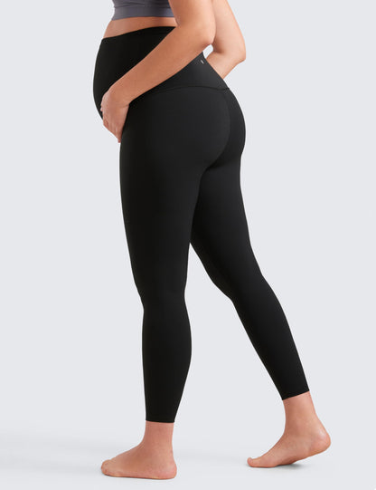 CRZ YOGA Womens Butterluxe Maternity Leggings Over The Belly 25" - Buttery Soft Workout Activewear Yoga Pregnancy Pants Black Small