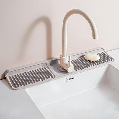 Longer Silicone Faucet Mat for Kitchen Sink – Button Style Faucet Drip Catcher