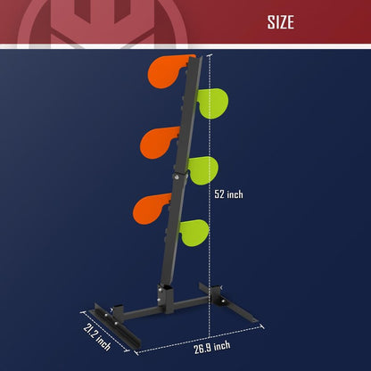 KNINE OUTDOORS AR500 Dueling Tree Target Kit, Angle-Adjustable Stand, 6-Piece 3/8" Thickness Steel Paddles in 6" Diameter, Steel Target for Shooting