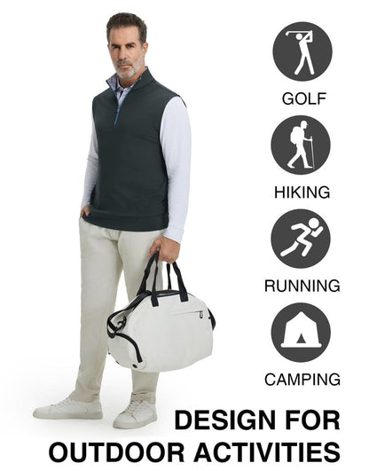 M MAELREG Men's Golf Vest Dry Fit Stretch Moisture Wicking Layer Lightweight Casual Vests Mens Pullover Quarter Zip