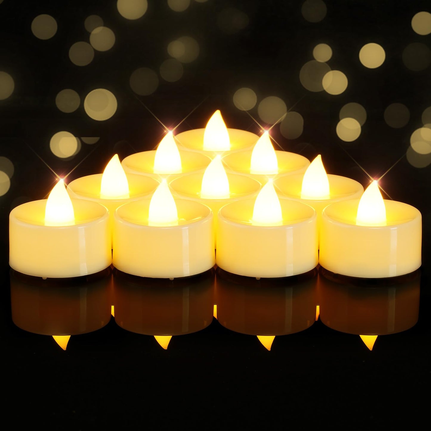 BEICHI Flameless Candles, 100 Pack Tea Lights Battery Operated, No Flickering Votive Candles LED Tea Lights for Halloween Christmas Wedding Home- Warm White, Ivory Base