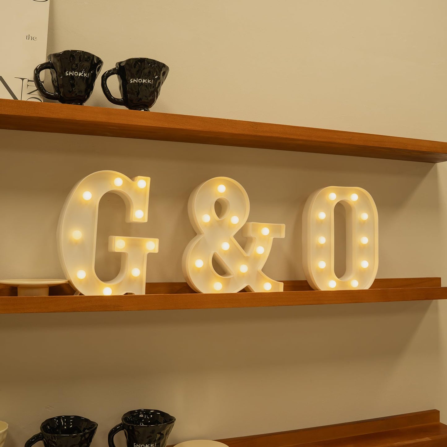 Foaky Rechargeable LED Letter Lights Sign Marquee Light Up Letters Sign for Night Light Wedding/Birthday Party Christmas Lamp Home Bar Decoration (O)