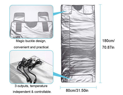 Elitzia Far Infrared Sauna Blanket 3 Independent Heating Zones for Full Body Home Spa Muscle Relaxation 95-176°F Adjustment Easy Clean Waterproof Oxford Fabric 71"x31.5" ETBO20