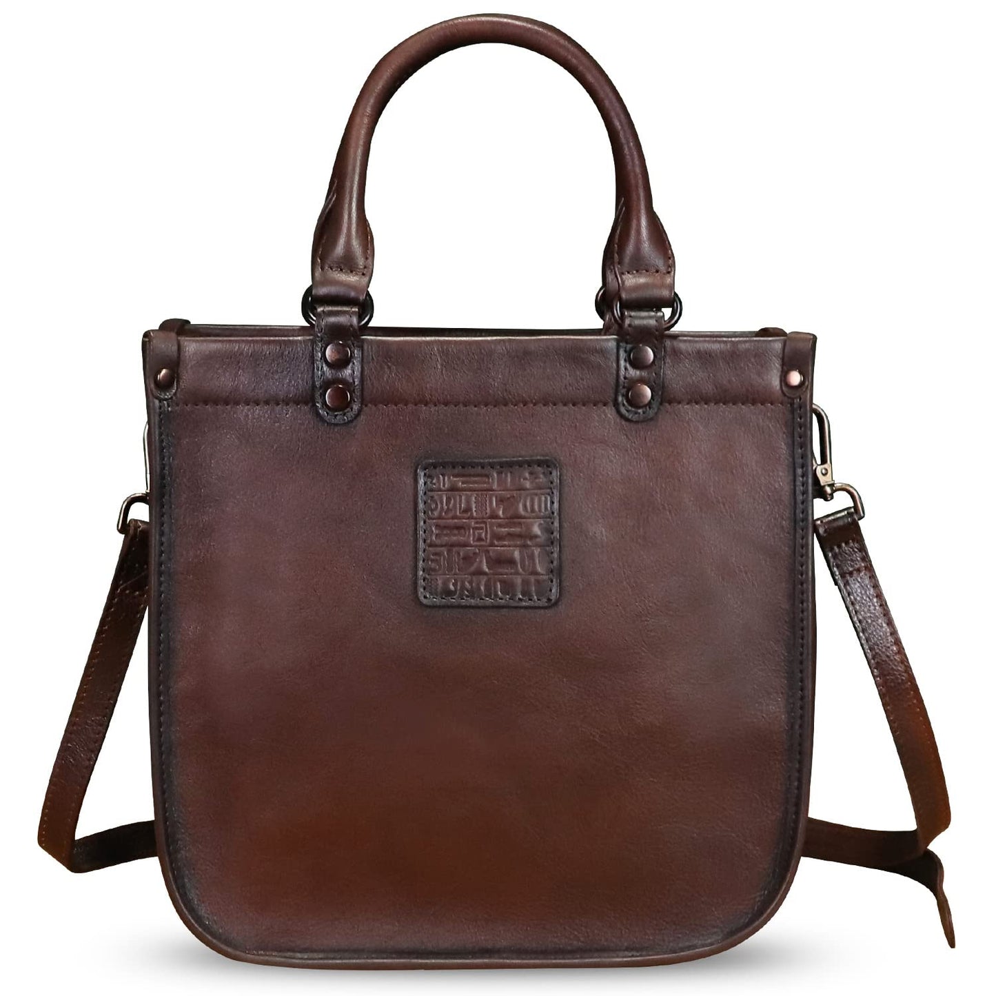 Genuine Leather Top Handle Handbag Purse for Women Vintage Over the Shoulder Bag Handmade Crossbody Satchel (Coffee) Medium