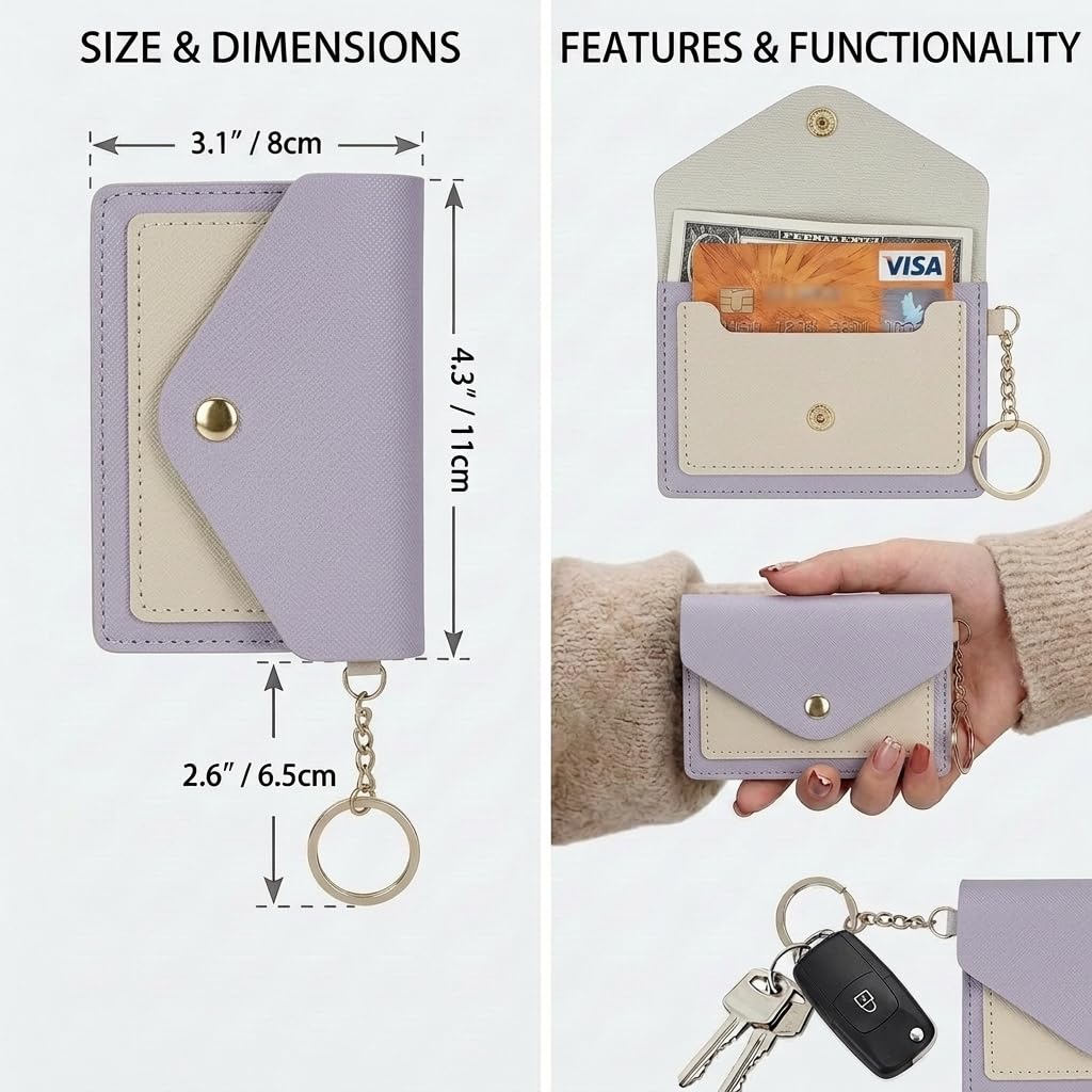 BIHRTC Keychain Bracelet with Leather Card Wallet Hand Made Dream Weaving Lipstick Holder Silicone Bead Key Ring Bracelet Bangle Purse Card Key Holder for Women Wristlet Keychain