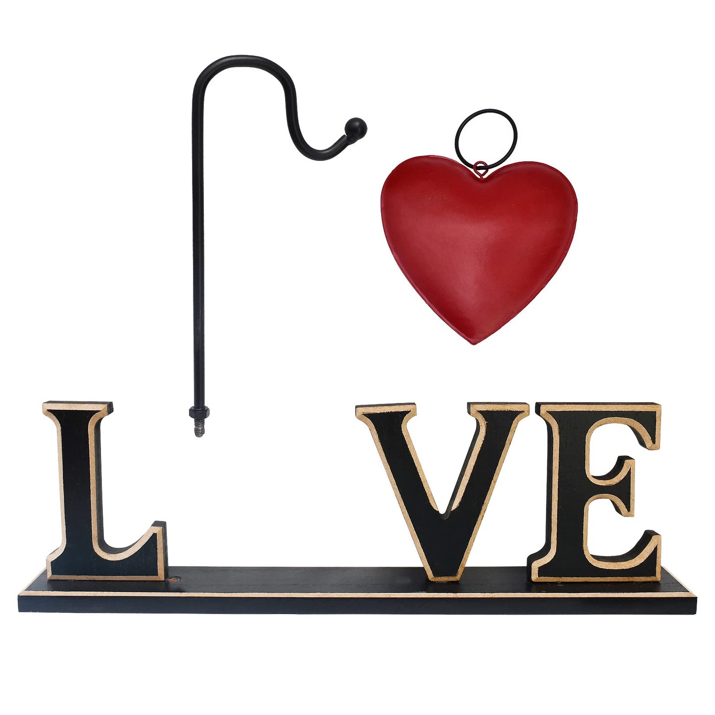 Wood Love Sign Freestanding Letters Cutout Wooden Words Block Mother's Day Home Decor Mantle Mantel Fireplace - Decorative Tabletop Centerpiece Rustic Christmas Wedding Valentine's Day Party Decoration