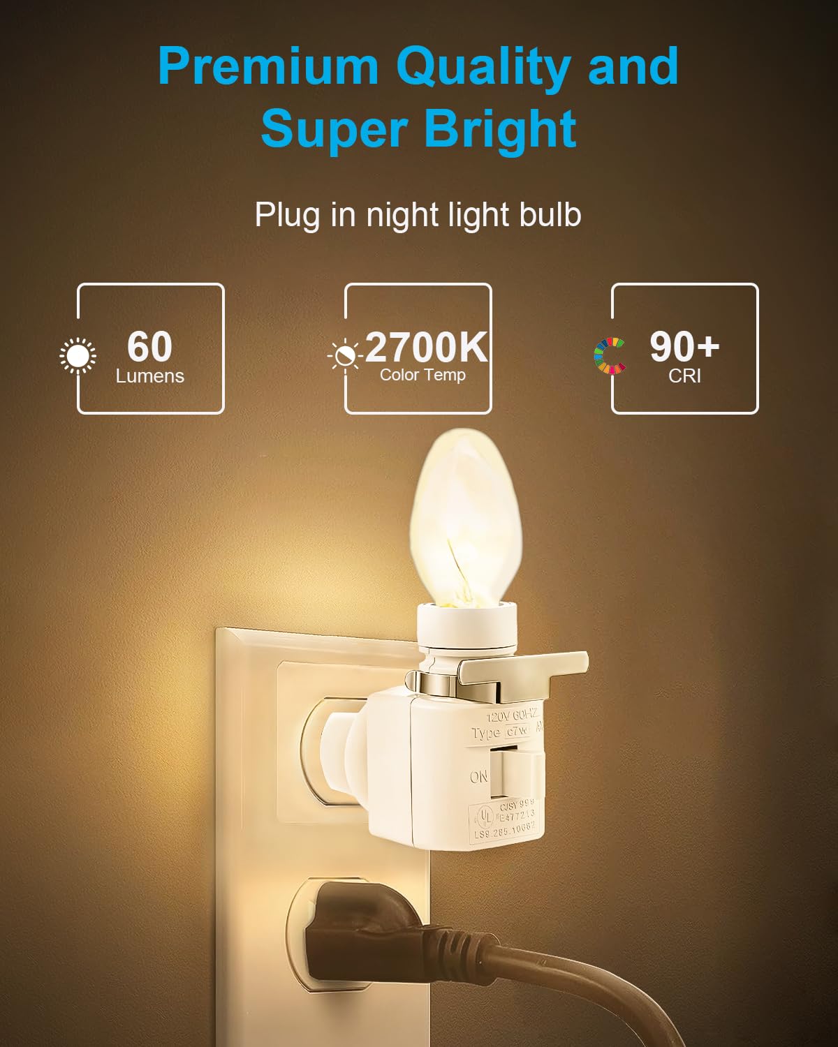 Night Light Bulb Warm White Replacement Bulbs - E12 Light Bulbs - 7Watt Incandescent Light Bulbs - 15 Packs, Warm White Glow - Dimmable (Night Light Bulbs 7 Watt)