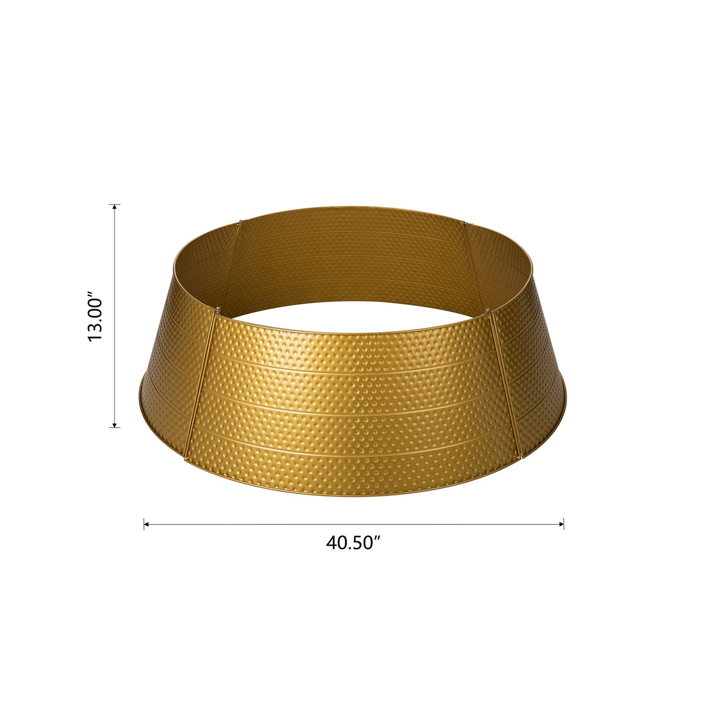 Glitzhome Adjustable Hammered Metal Christmas Tree Collar Decorations, 40.5" D, Gold, Large (GH31066)