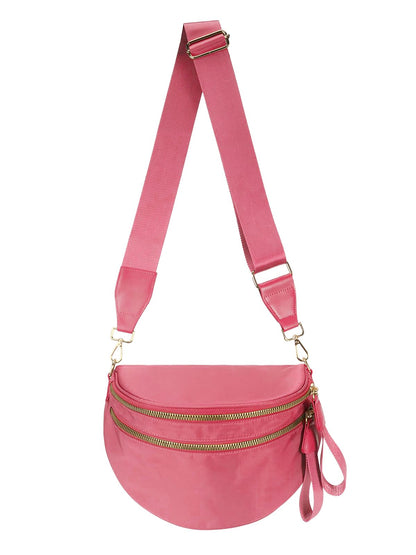 Pure Colour Crossbody Bag Bum Bag for Women,Spacious Purse Fanny Packs Belt Bag,Oversized Bum Bag (Colour Bum Bag-Beige)