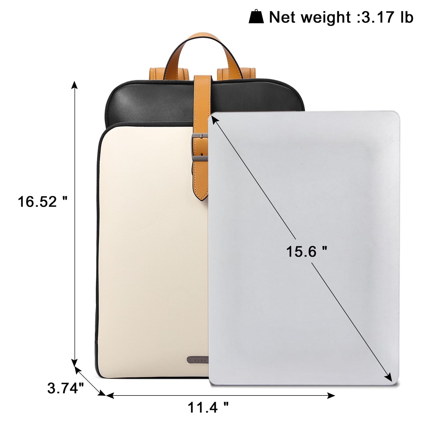 CLUCI Leather Backpack for Women, 15.6 inch Laptop Bag, Large Genuine Work Backpack Travel Back
