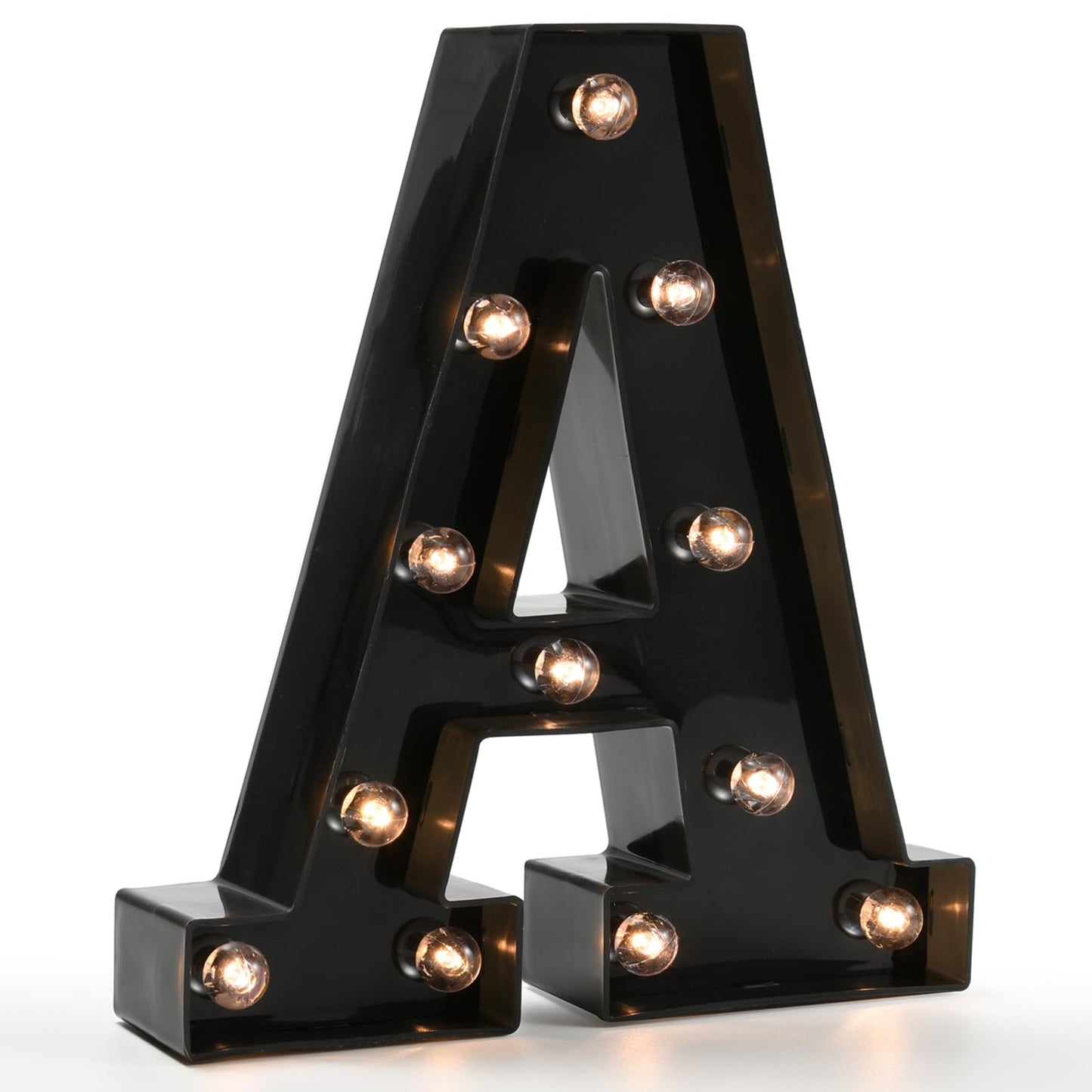 Light Up Black Alphabet Marquee Letters Sign LED Marquee Number Lights Sign for Night Light Home Bar Christmas Lamp Birthday Party Wedding Decoration A