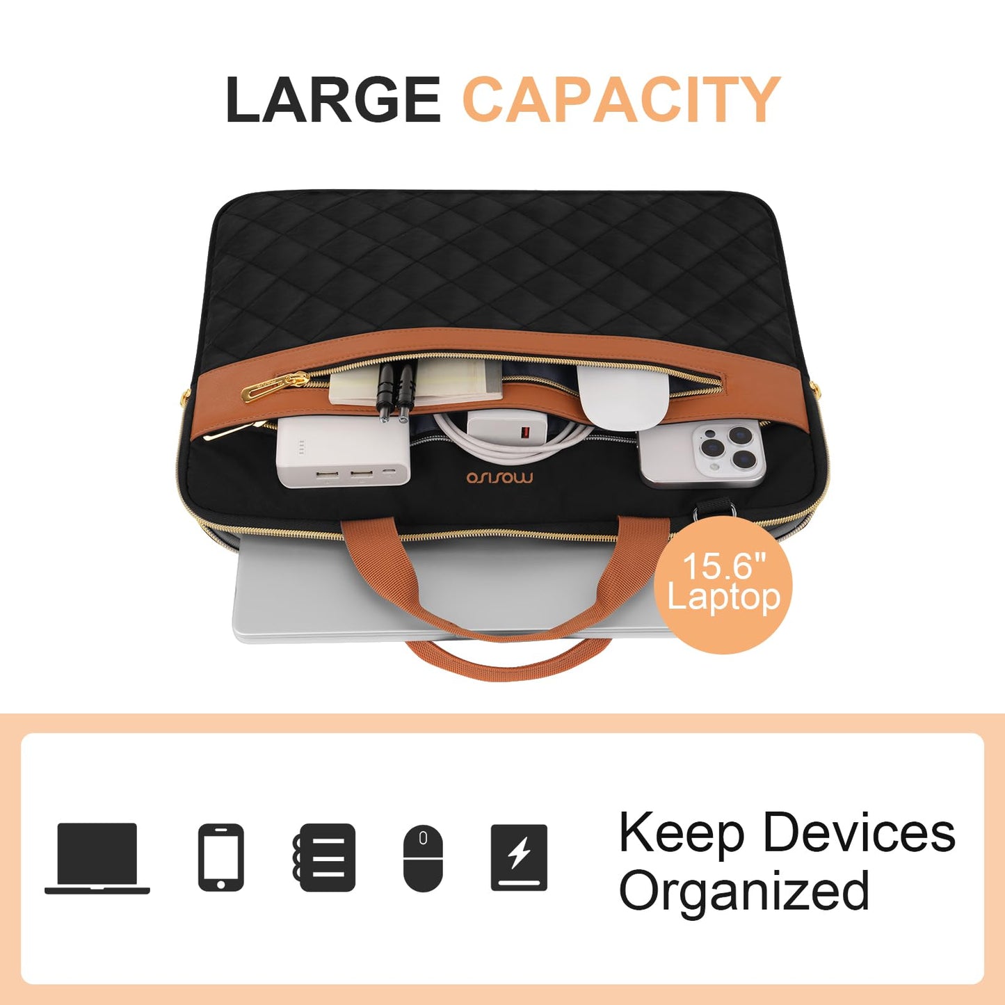 MOSISO Laptop Bag for Men, 15-16 inch Computer Bags Compatible with MacBook Pro 16 inch/Air 15 inch, HP Dell Acer Asus Notebook, Laptop Messenger Shoulder Bag with Trolley Sleeve&Front Pocket, Black