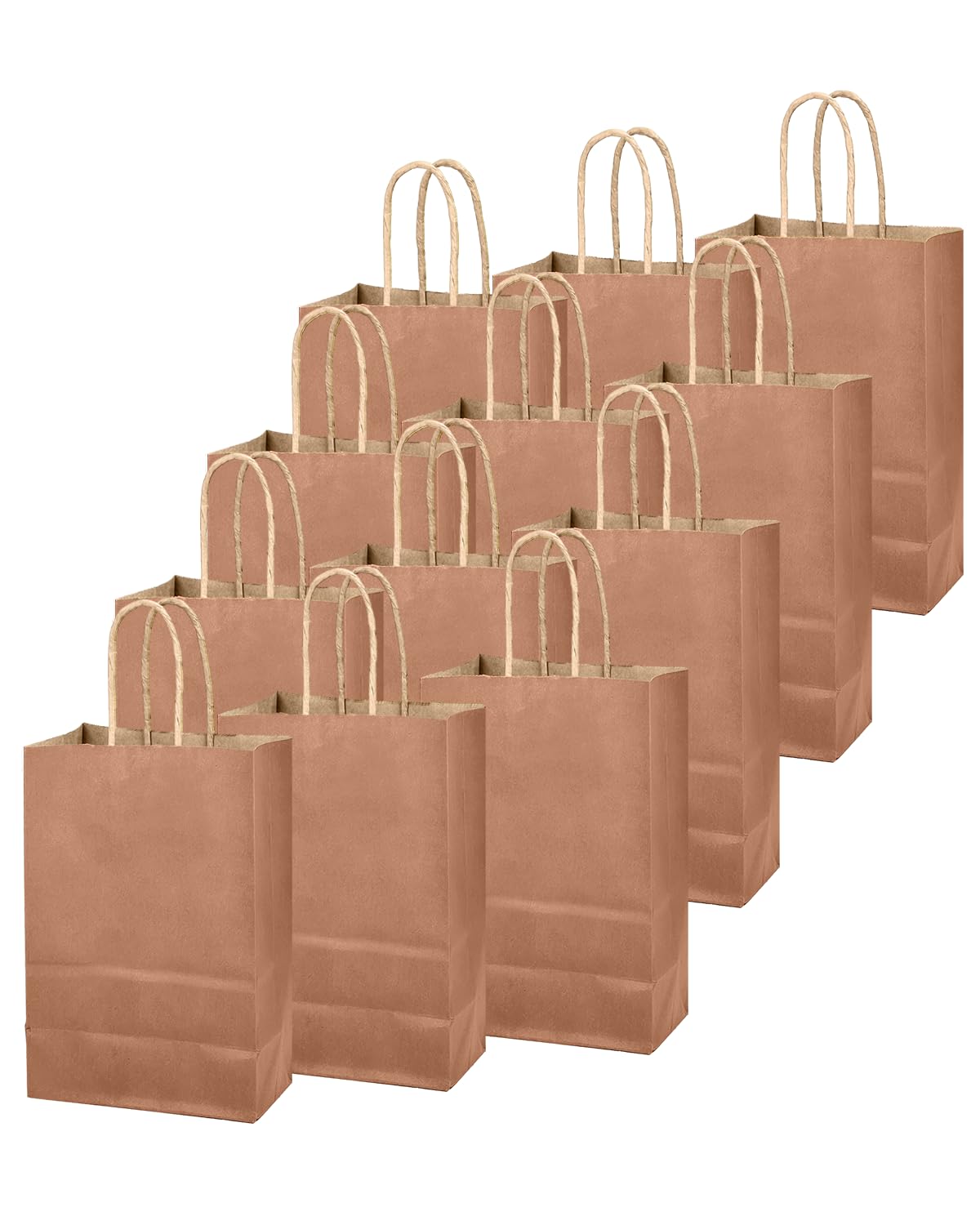 qiqee Apricot Gift Bag with Handles Bulk 24Pcs Paper Bags -10.6"x8.3"x4.3"Party Favor Bags - Solid Color