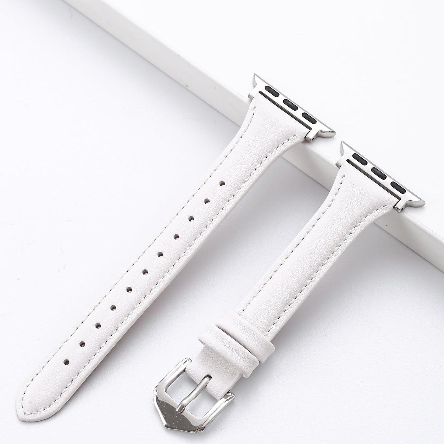 Slim Soft Genuine Leather Bands Compatible with Apple Watch Band 38mm 40mm 41mm 42mm for Women, Dressy Durable Leather Replacement Strap for iWatch SE1/2/3 11 10 9 8 7 6 5 4 3 2 1