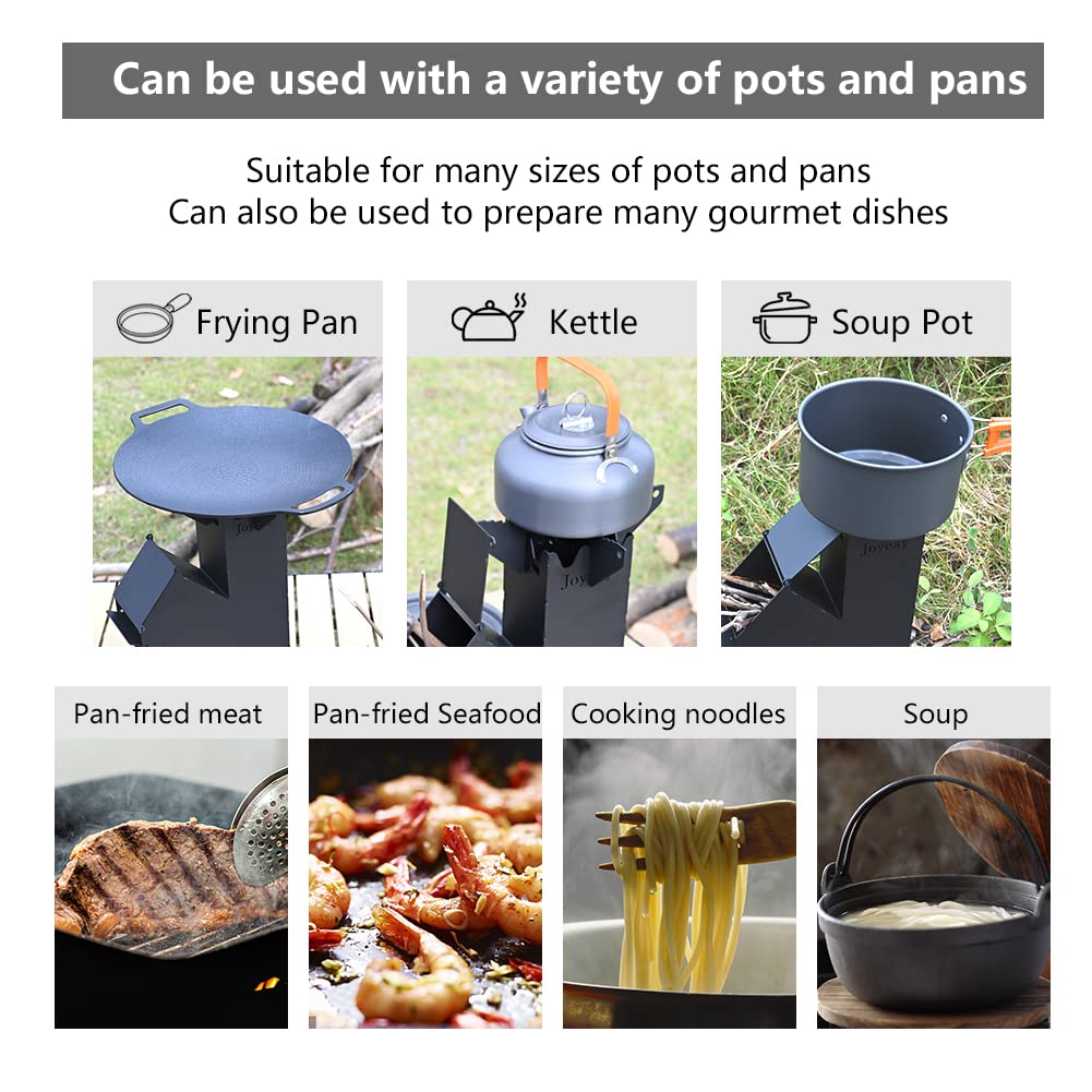 Rocket Stove Rocket Stove for Cooking Portable Wood Burning Stove Wood Fire Camping Stove for Cooking backyard cooking Camping grill outdoor events BBQ Comes with storage bag