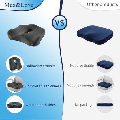 Memory Foam Seat Chair Cushion for Relieves Back Sciatica Pain Tailbone Pain Coccyx Degenerating Disc Orthopedic Osteoarthritis Prostate Cushion Low Back Pain Cushion Hip Shaping (Dark Gray)