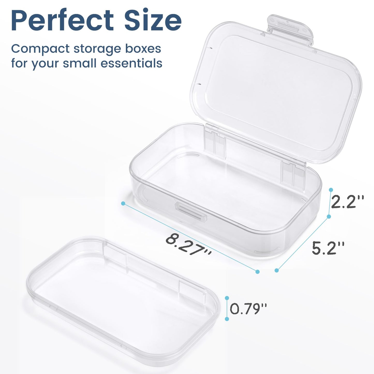 Sooez 6 Pack Pencil Box, Plastic Pencil Case Holder with Latch, Clear Crayon Box Marker Organizer, Large Craft Storage Boxes, Stackable Storage Containers for Art School Supplies