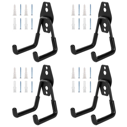KAROSOM 4 Pack Garage Hooks, Garage Tool Organizer Wall Mount, Heavy Duty for Utility Organizer, Steel Utility Garage Hooks for Ladders, Garden Tools, Bike