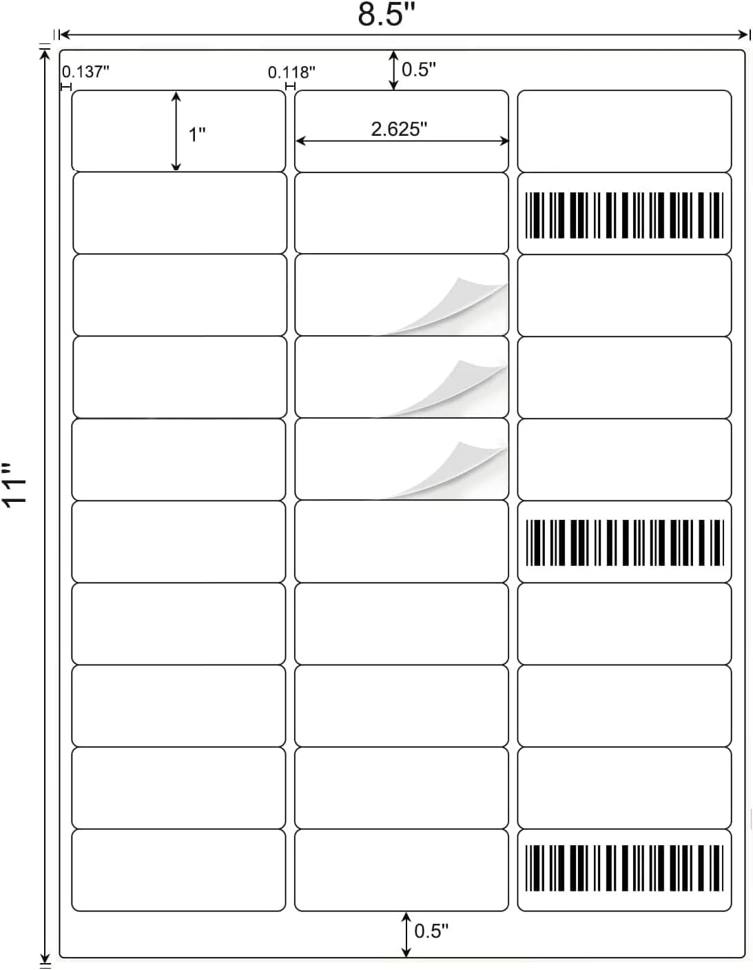 3000 Address Labels, BESTIKER 1” x 2-5/8” Printable Mailing Label for Envelopes, 30up Labels White Stickers for Laser Inkjet Printers, FBA Barcode Label 100 Sheets