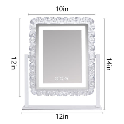 Lighted led Makeup Mirror Hollywood Mirror Vanity Makeup Mirror with Lights Smart Touch Control 3-Gear Dimable Light 360°Rotation (12in. White)