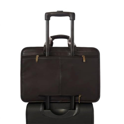 Solo New York Briefcase - Laptop Carrying Bag for Women & Men, Brief for Travel & Work, Padded Shoulder Strap, Premium Leather Body, Fits 15.6" Computer - Espresso