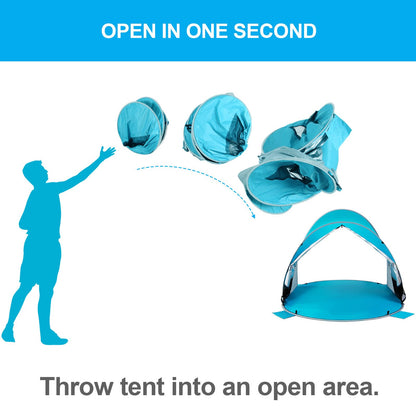 WolfWise UPF 50+ Easy Pop Up 3-4 Person Beach Tent Sport Umbrella Instant Sun Shelter Tent Sun Shade Canopy