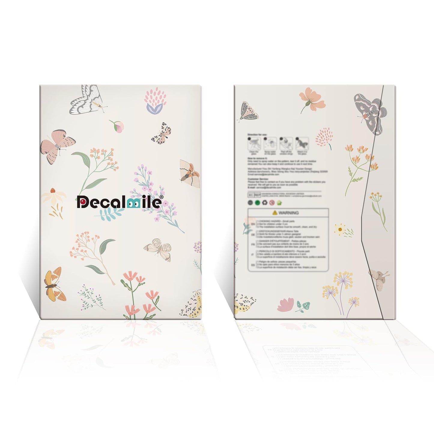 decalmile Spring Summer Purple Flower Hanging Vine Double Sided Window Clings Wisteria Floral Anti-Collision Glass Doors Window Stickers Decals
