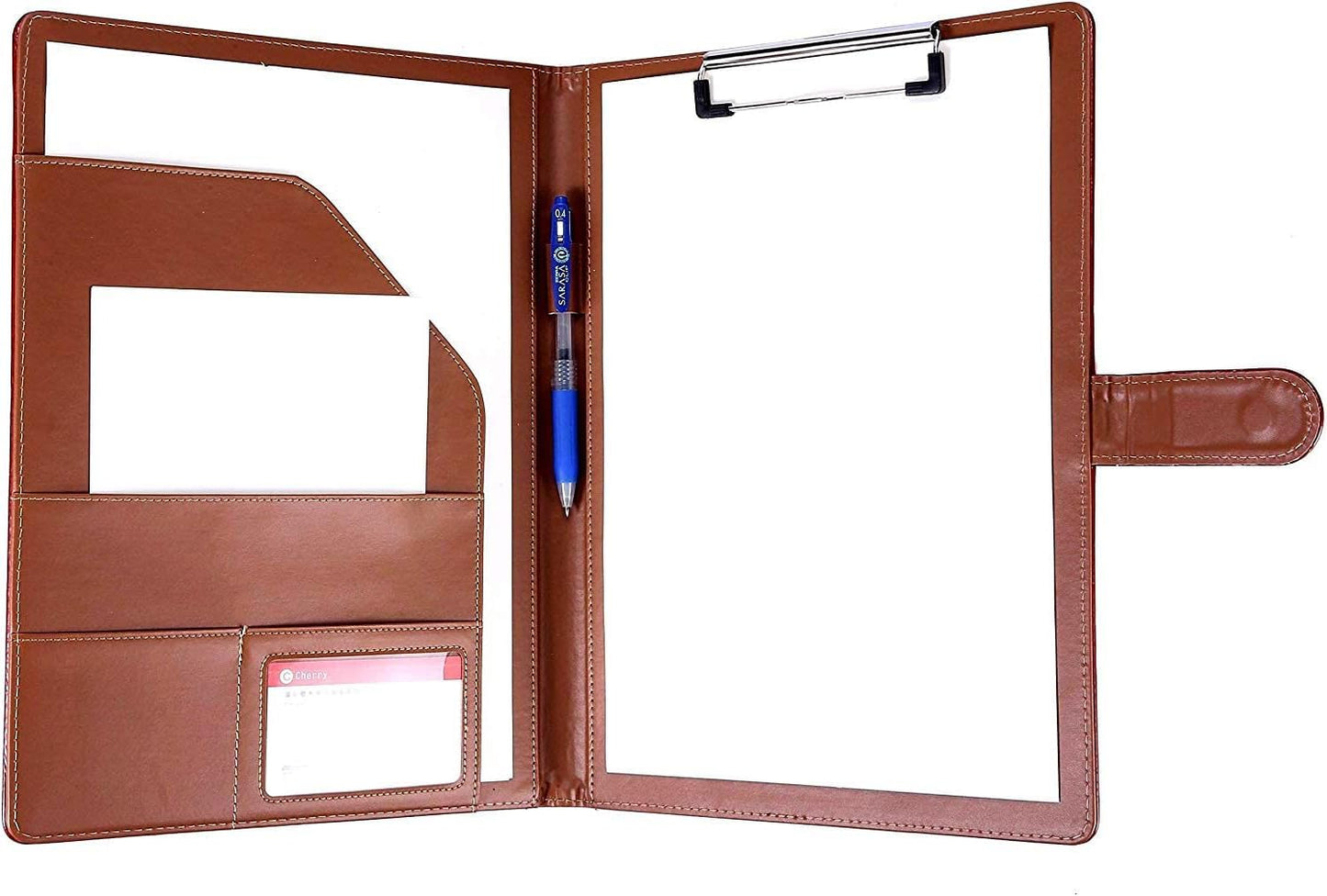 Clipboard Folder Padfolio, Mymazn Writing Portfolio Faux Leather Clipboards with Cover for Legal Pad Holder Letter Size A4 8.5 x 11 for Business Conference Notepad Clip Boards Brown
