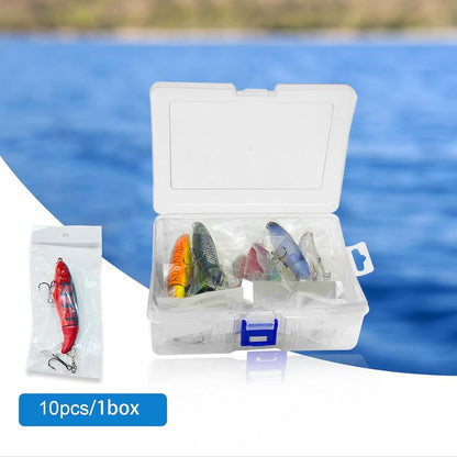 Fishing Lures Kit - 10Pcs Top Water Bass & Catfish Lures with Hooks | Popper Floating Design