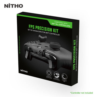 NiTHO FPS Controller Precision Kit for Xbox One, 1x Silicone Protective Cover Case, Set of 2 Mini-Stick Precision Rings, 3 Sizes Concave Thumb Grips Sets, 3 Textures Rubber Triggers Sets - Black