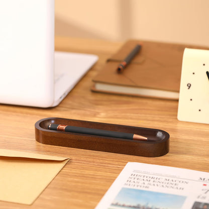 Chunful Set of 2 Black Walnut Pen Tray Wood Pen Holder Wooden Pencil Holder for Desk Multiple Use Desk Writing Stationary Organizer Office School Supplies Storage
